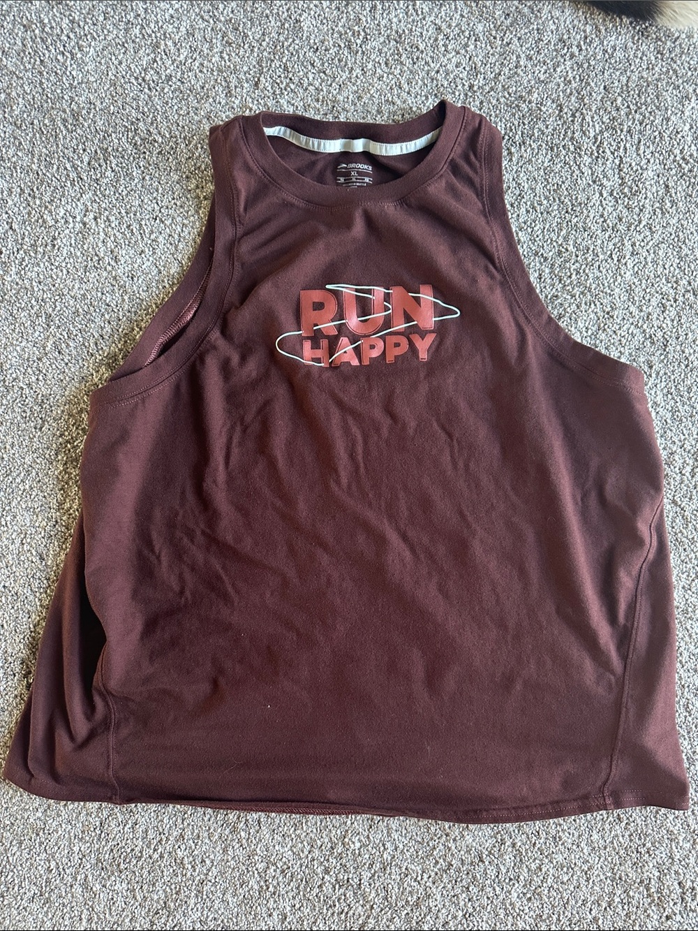 Brooks Women's Maroon Tank Top with RUN HAPPY Logo